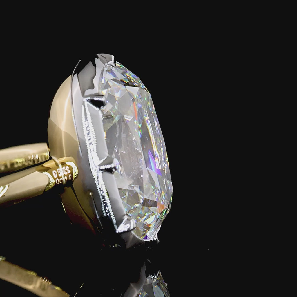 Lab Grown Elongated Antique Cushion Cut Button Back Engagement Ring