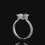 Elongated Cushion Cut Lab Diamond Floating Pave Engagement Ring
