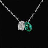 Toi et Moi Colombian Emerald Pear Necklace