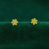 Yellow Diamond Daisy Stud Earrings